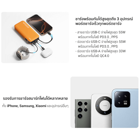 แบตเตอรี่สำรอง CUKTECH AURA PB200N 20000 mAh สีฟ้า จ่ายไฟรวมสูงสุด 55W_10